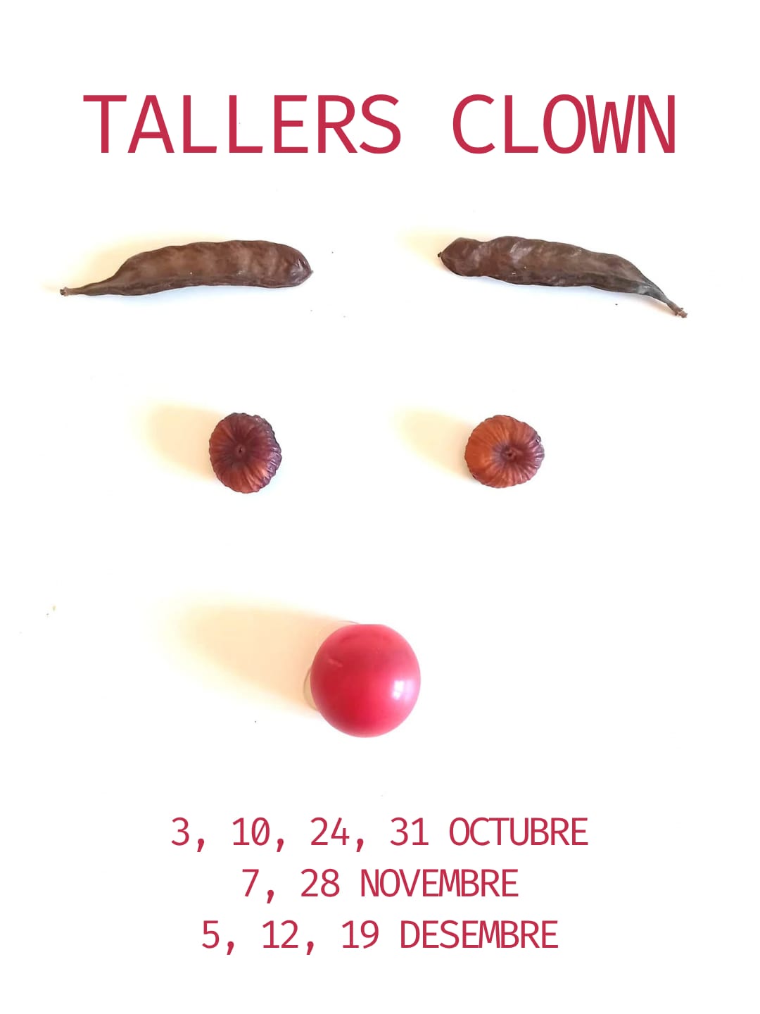 tallers clown per a adults octubre, novembre i desembre. Clic per a més informació